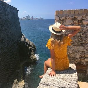 Everly Yellow Polka Dot Romper Size S